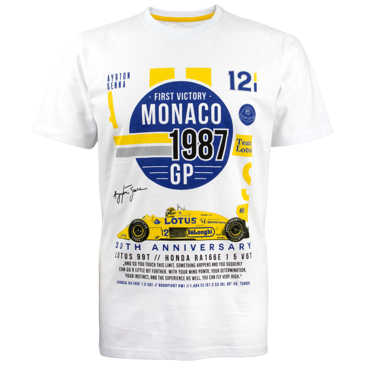 Ayrton Senna T-Shirt Monaco 1st Victory 1987 White