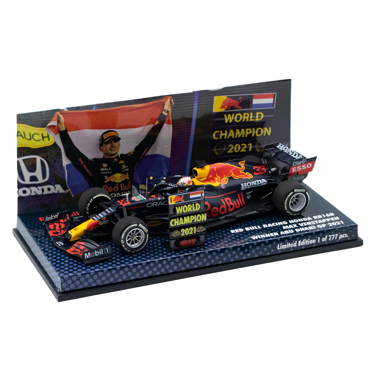 Max Verstappen Red Bull Racing Honda RB16B Ganador de Fórmula 1 Abu Dhabi GP 2021 Edición limitada 1:43