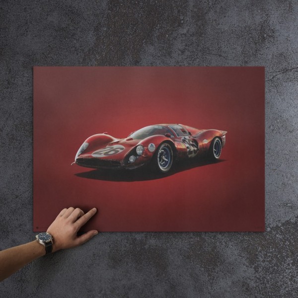 Poster Ferrari 412P - Red - Daytona - 1967 - Colors of Speed