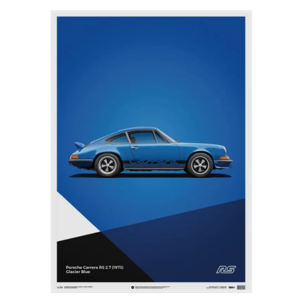 Poster Porsche 911 RS - Blu