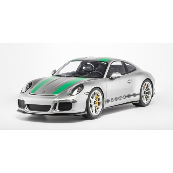Porsche 911 (991.1) R - 2016 - silber / grünes Dekor 1:8
