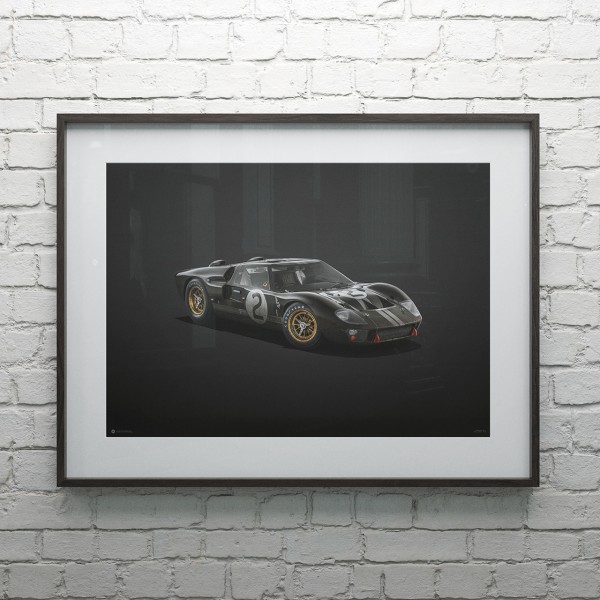 Poster Ford GT40 - Nero - 24h Le Mans - 1966 - Colors of Speed