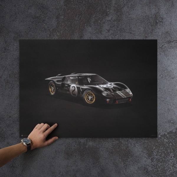Poster Ford GT40 - Schwarz - 24h Le Mans - 1966 - Colors of Speed