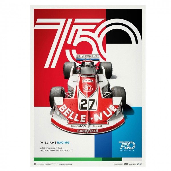 Poster Williams Racing - March Ford 761 - Formel 1 1977 - Limited Edition