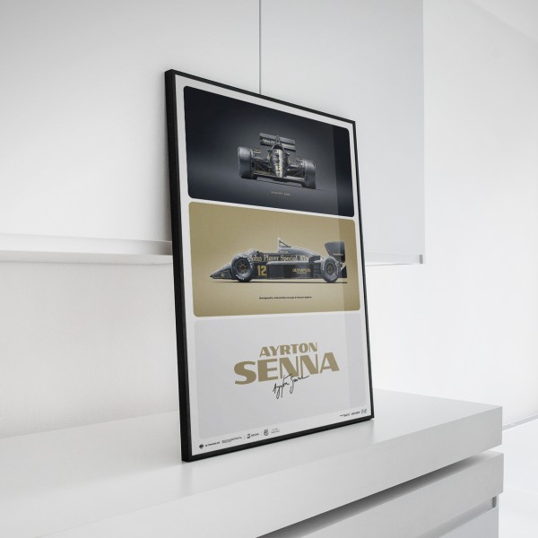 Poster Lotus 97T - Ayrton Senna - Formel 1 Portugal GP 1985 - Triptychon
