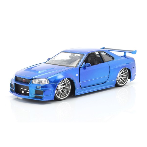 Fast & Furious Brian`s Nissan Skyline GT-R R34 2002 blau 1:24