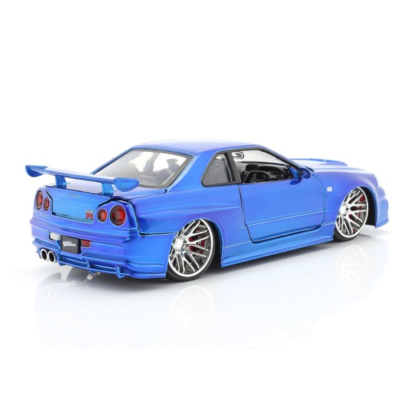 Fast & Furious Brian`s Nissan Skyline GT-R R34 2002 blau 1:24
