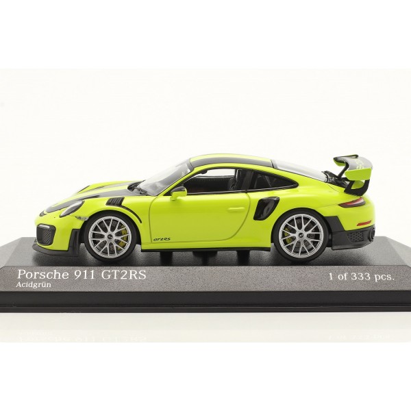 Porsche 911 GT2 RS Weissach Package 2018 verde ácido / llantas plateadas 1/43