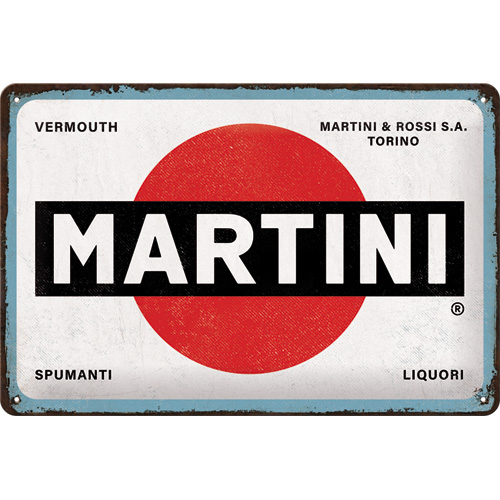 Cartel de hojalata Martini - Logo blanco 20x30cm