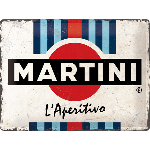 Metal-Plate Sign Martini - L'Aperitivo Racing Stripes 30x40cm