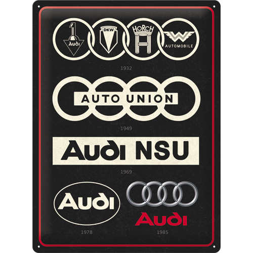 Plaque en Métal Audi - Logo Evolution 30x40cm
