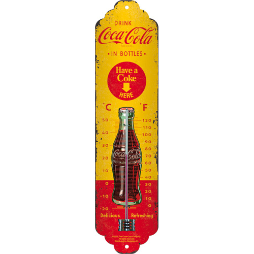 Thermometer Coca-Cola - In Bottles gelb