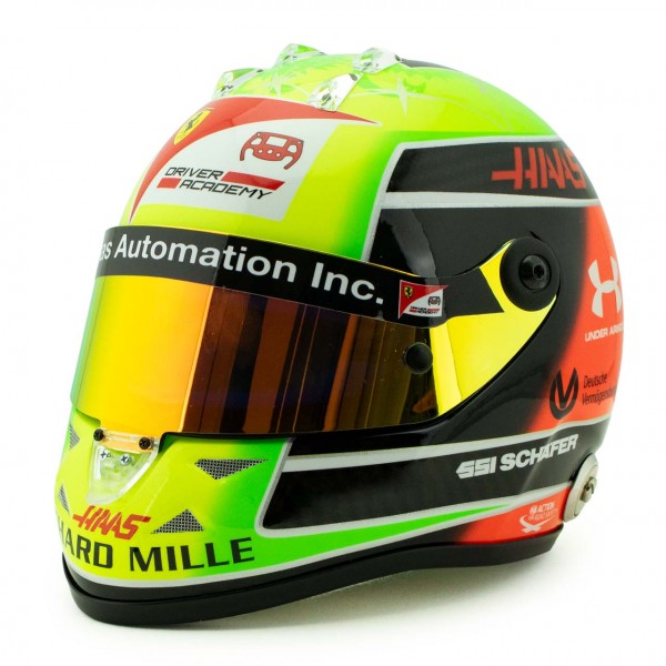 Mick Schumacher Miniaturhelm Testfahrt Abu Dhabi 2020 1:2