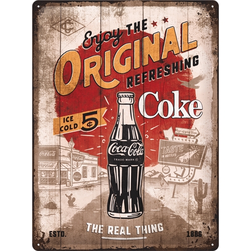 Cartel de hojalata Coca-Cola - Original Coke Highway 66 30x40cm
