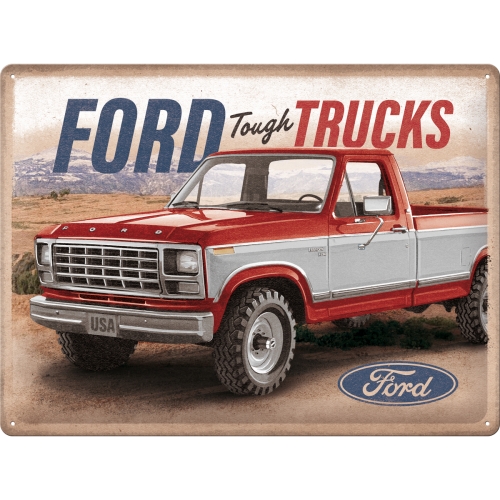 Cartel de hojalata Ford - Tough Trucks F250 Ranger 30x40cm