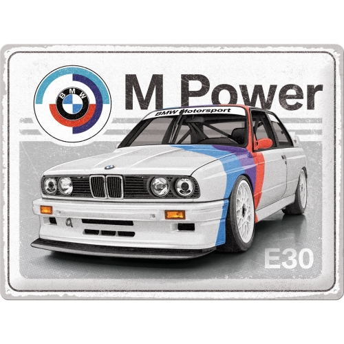 Cartel de hojalata BMW Motorsport - M Power E30 30x40cm