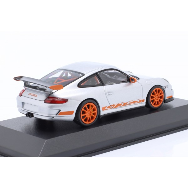 Porsche 911 (997.1) GT3 RS Baujahr 2006 silber / Decor orange 1:43