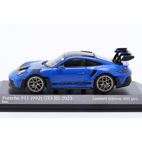 Porsche 911 (992) GT3 RS 2023 paquete Weissach azul / Decor oro 1/43