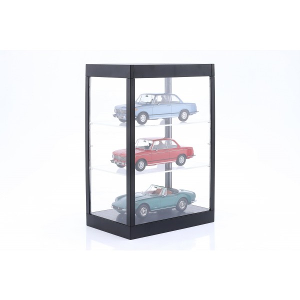 Display case with LED lighting for model cars in scale 1/18, 1/24, 1/43 black