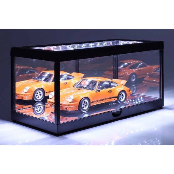 Einzelvitrine mit LED-Beleuchtung und Spiegel für Modellautos im Maßstab 1:18 schwarz