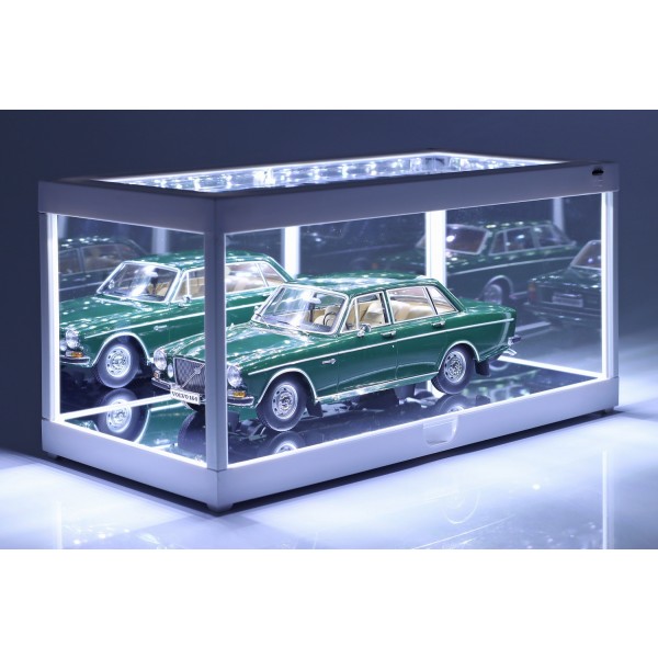 Einzelvitrine mit LED-Beleuchtung und Spiegel für Modellautos im Maßstab 1:18 weiß
