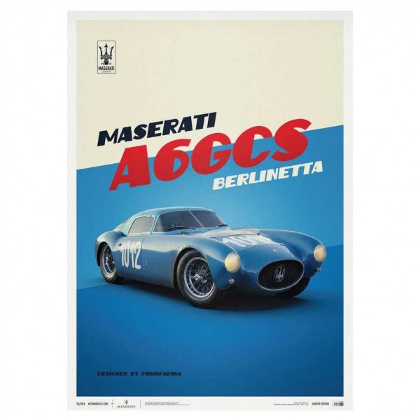 Affiche Maserati A6GCS Berlinetta 1954 -  Blue | Limited Edition
