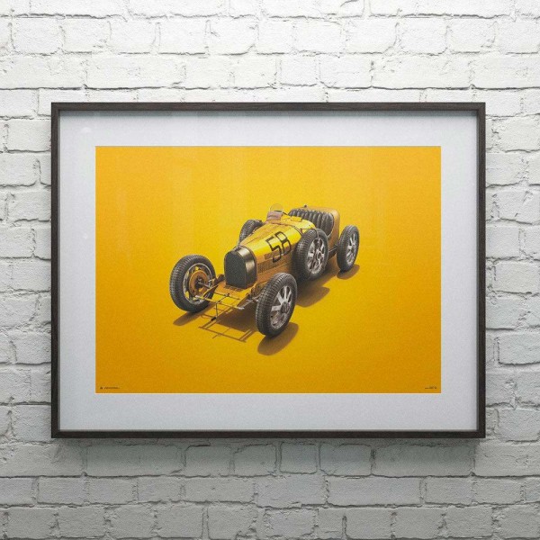 Affiche Bugatti T35 - Yellow - Targa Florio -  1928 - Colors of Speed