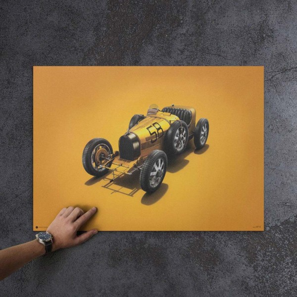 Poster Bugatti T35 - Yellow - Targa Florio -  1928 - Colors of Speed