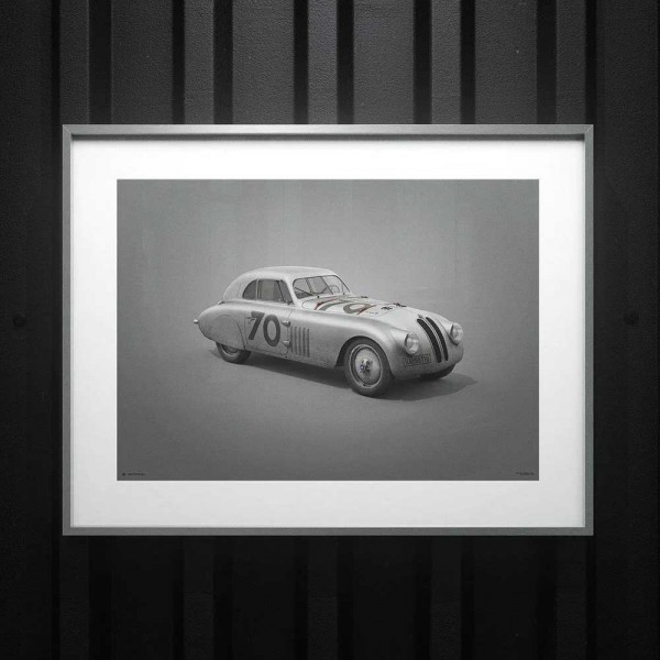 Cartel BMW 328 - Silver - Mille Miglia - 1940  - Colors of Speed