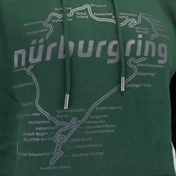 Nürburgring Felpa con cappuccio Racetrack verde