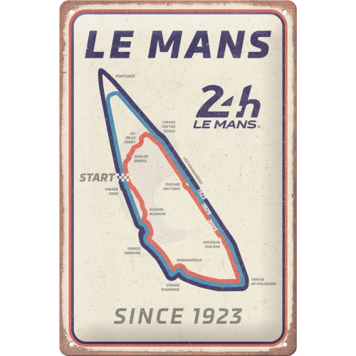 Metal-Plate Sign 24h Le Mans - Circuit 20x30cm