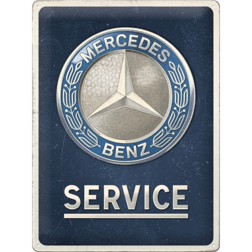 Metal-Plate Sign Mercedes-Benz - Service Emblem blue 30x40cm
