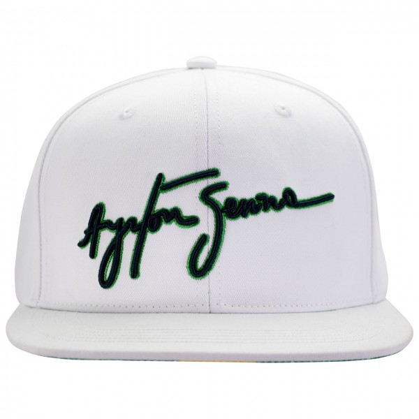Ayrton Senna Cap Senna Unterschrift Flat Brim weiß