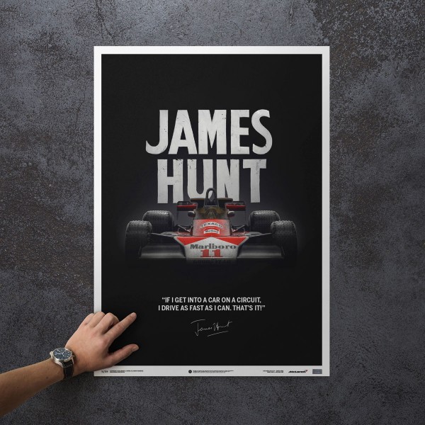 Felpa James Hunt grigia con cappuccio immagine del campione di Formula 1