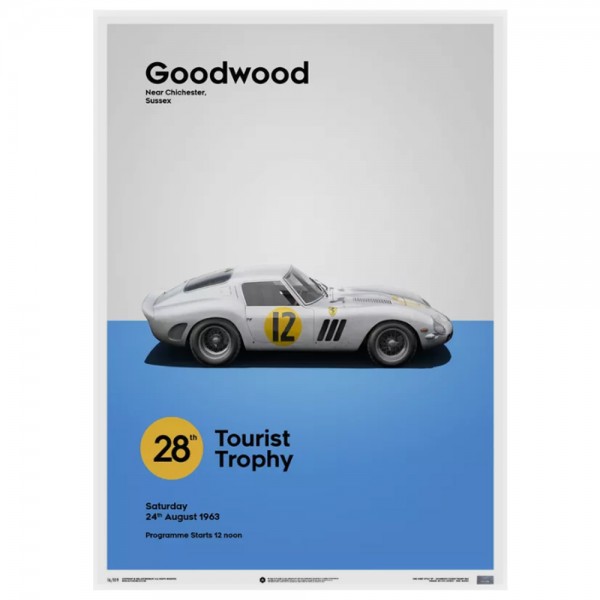 Cartel Ferrari 250 GTO - blanco - Goodwood TT - 1963