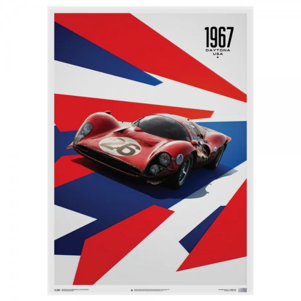 Poster Ferrari 412P - Rosso - 24 Hours of Daytona - 1967