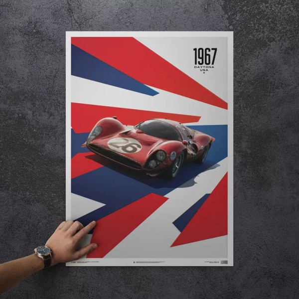 Poster Ferrari 412P - Rot - 24 Hours of Daytona - 1967