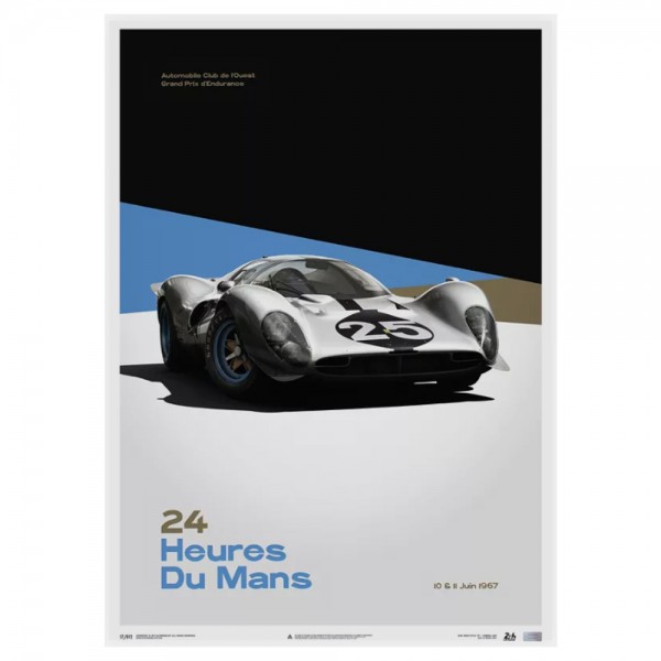 Poster Ferrari 412P - White - 24 hours of Le mans - 1967