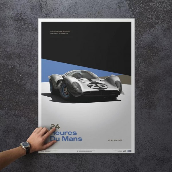 Poster Ferrari 412P - Bianco - 24 hours of Le mans - 1967