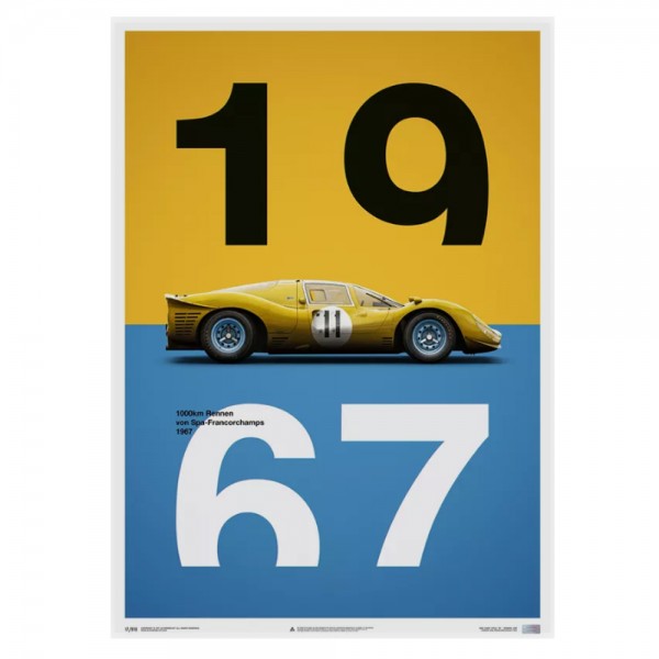 Poster Ferrari 412P - Yellow - Spa-Francorchamps - 1967