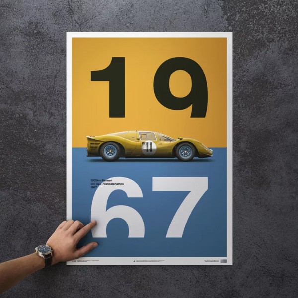 Affiche Ferrari 412P - Jaune - Spa-Francorchamps - 1967