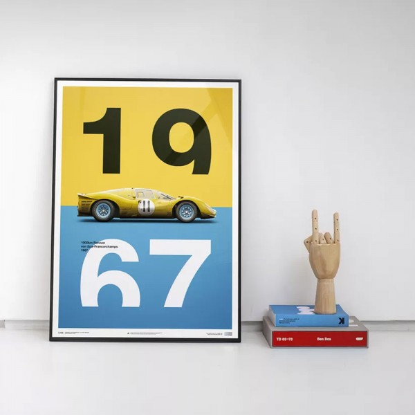Poster Ferrari 412P - Gelb - Spa-Francorchamps - 1967