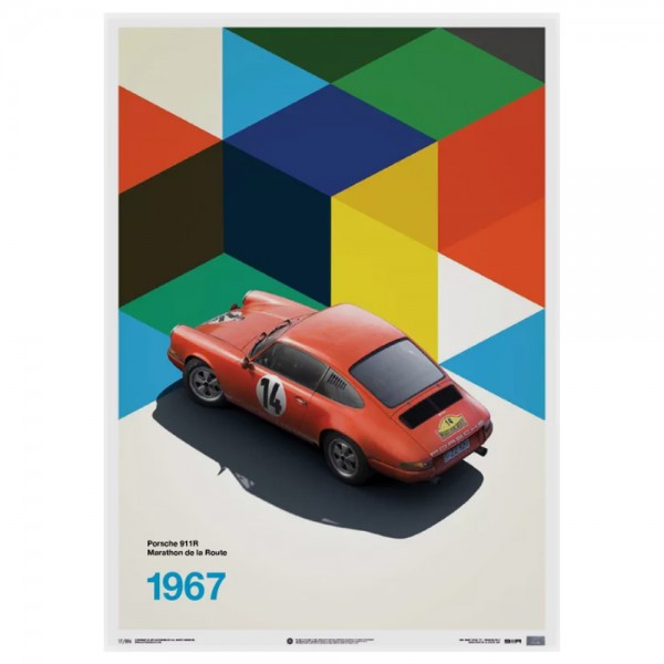 Cartel Porsche 911R - Marathon de la Route - 1967