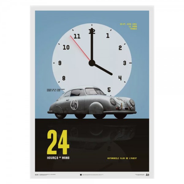 Poster Porsche Gmund - Argento - 24h Le Mans - 1951