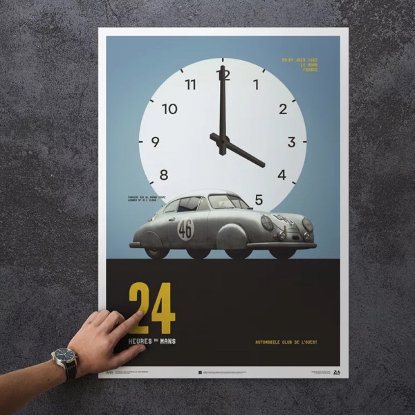 Poster Porsche Gmund - Argento - 24h Le Mans - 1951