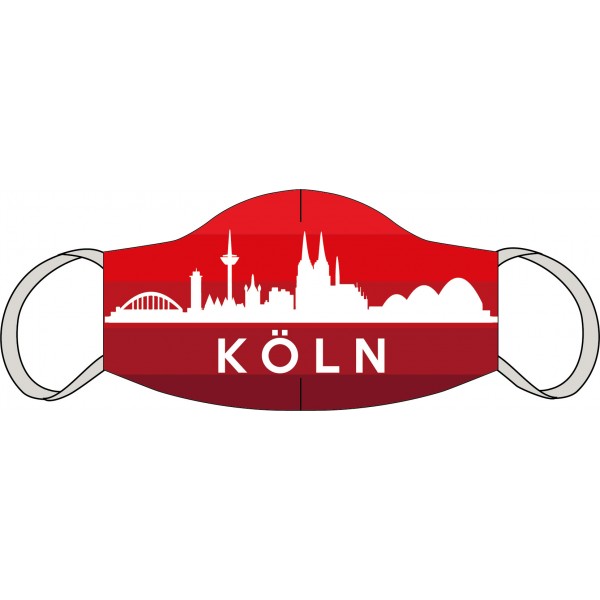 Mund-Nasen Maske Köln Skyline rot