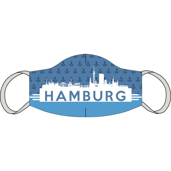 Máscara de boca y nariz Hamburgo skyline azul