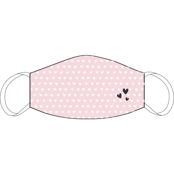 Mund-Nasen Maske Herzchen rosa