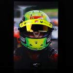 Mick Schumacher 2020 visor wall picture with original helmet visor 2020