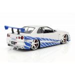 Fast & Furious Brian`s Nissan Skyline GT-R (R34) silver/blue 1/24